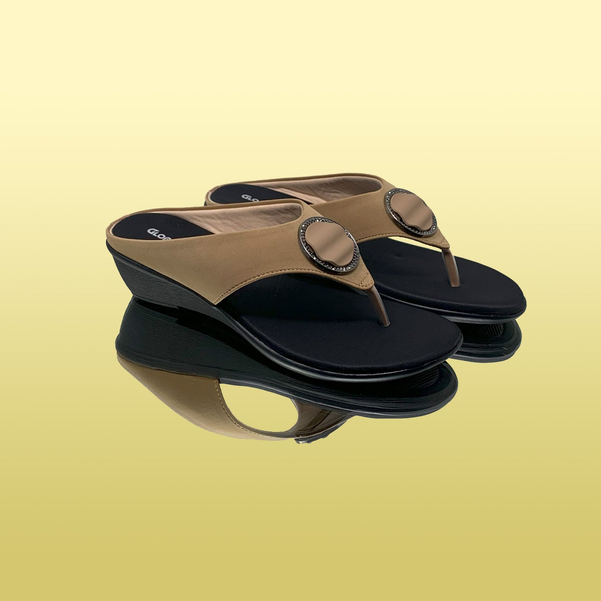 Beige Wedge Sandals - GlobalStep - shoes - 36