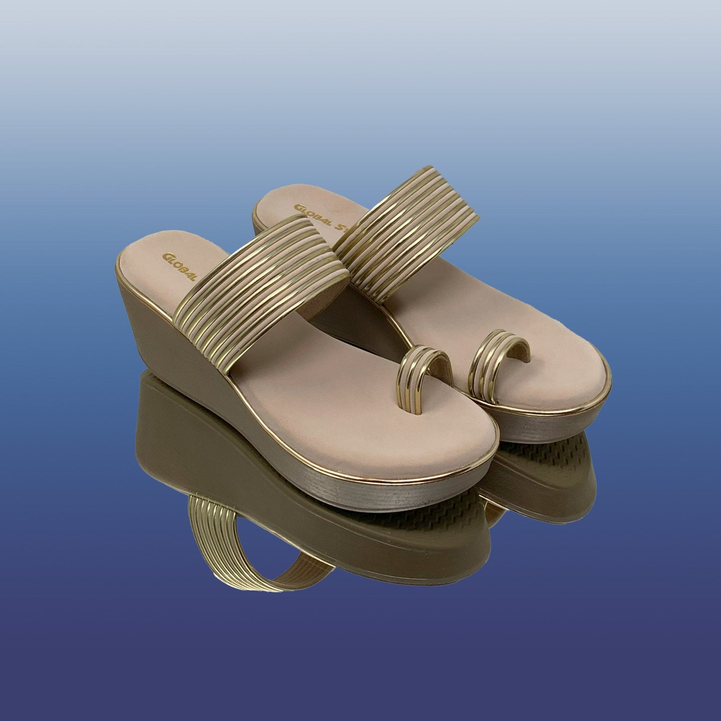 Beige Wedge Sandals - GlobalStep - shoes - 36