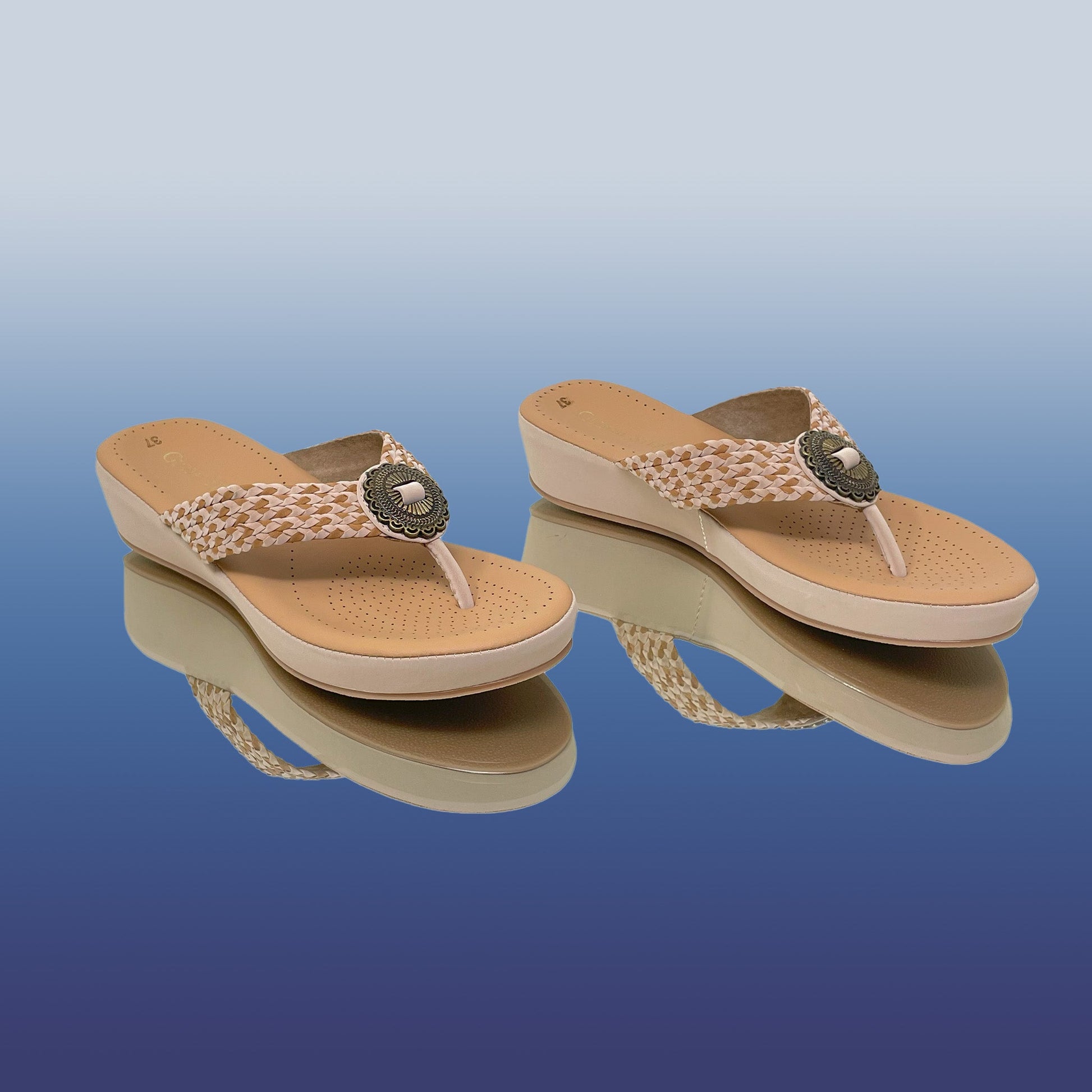 Beige woven cord platforms - GlobalStep - Wedges