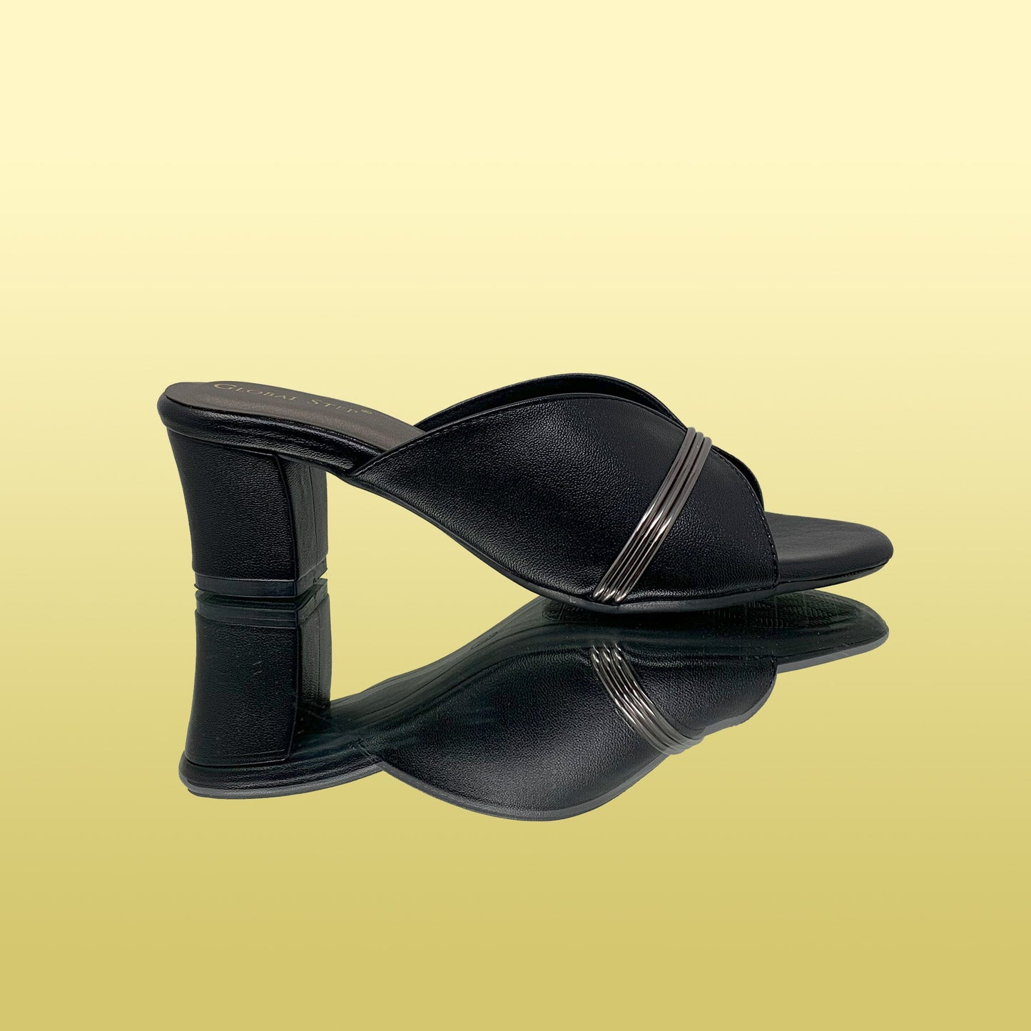 Black Block Heel with Sleek Silver Accents - GlobalStep - shoes - 36