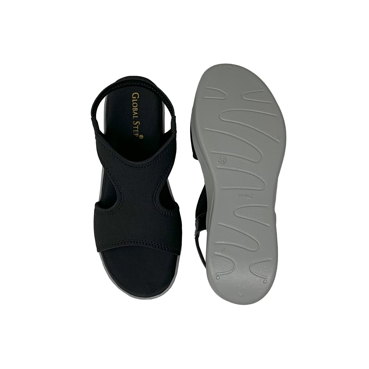 Black Comfy Sandals - GlobalStep - shoes - 36