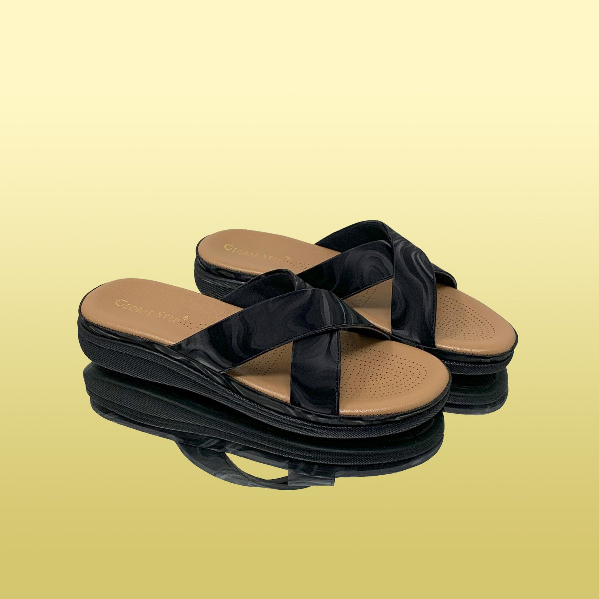 Black cross - strap sandals - GlobalStep - shoes - 36