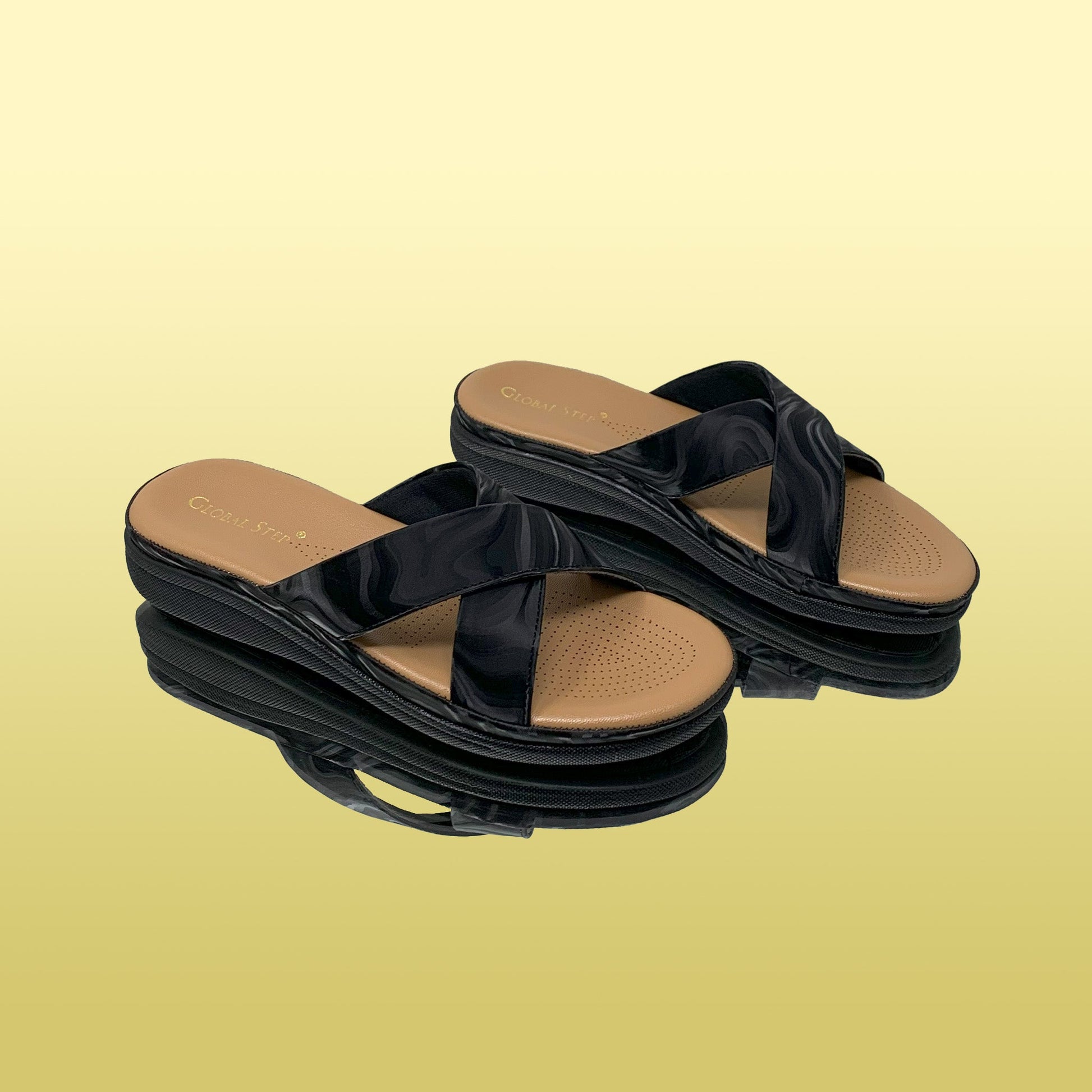 Black cross - strap sandals - GlobalStep - shoes - 36