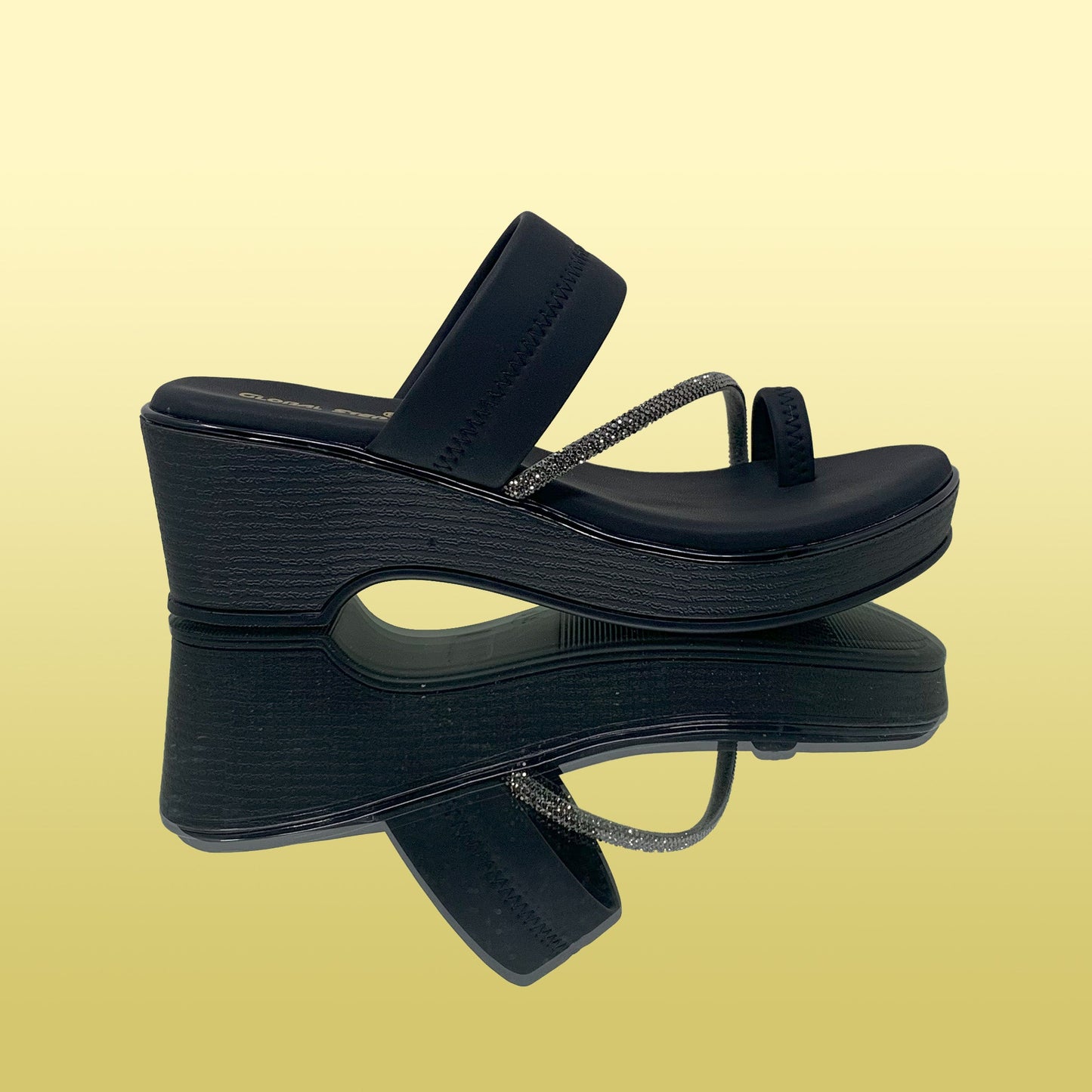 Black Ethnic Wedges Sandals - GlobalStep - shoes - 36