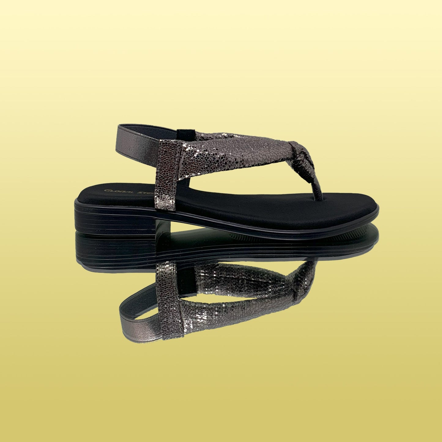 Black Metallic Knot Sandals - GlobalStep - shoes - 36