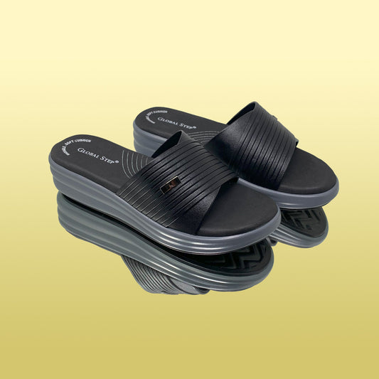 Black Platform Slides - GlobalStep - shoes - 36