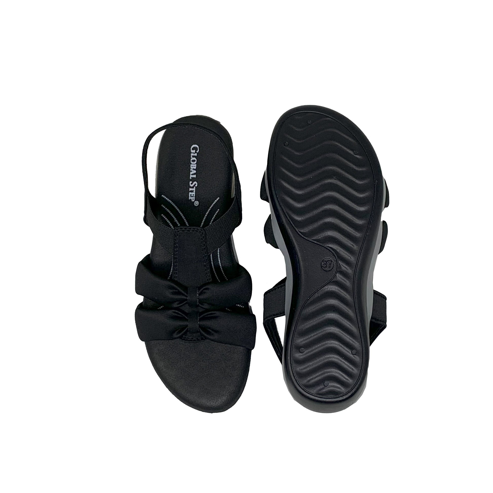 Black SoftTwist Comfort Sandals - GlobalStep - shoes - 36