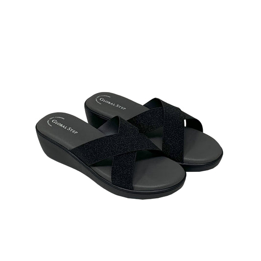 Black Spark Crossover Wedge Slides - GlobalStep - shoes - 36