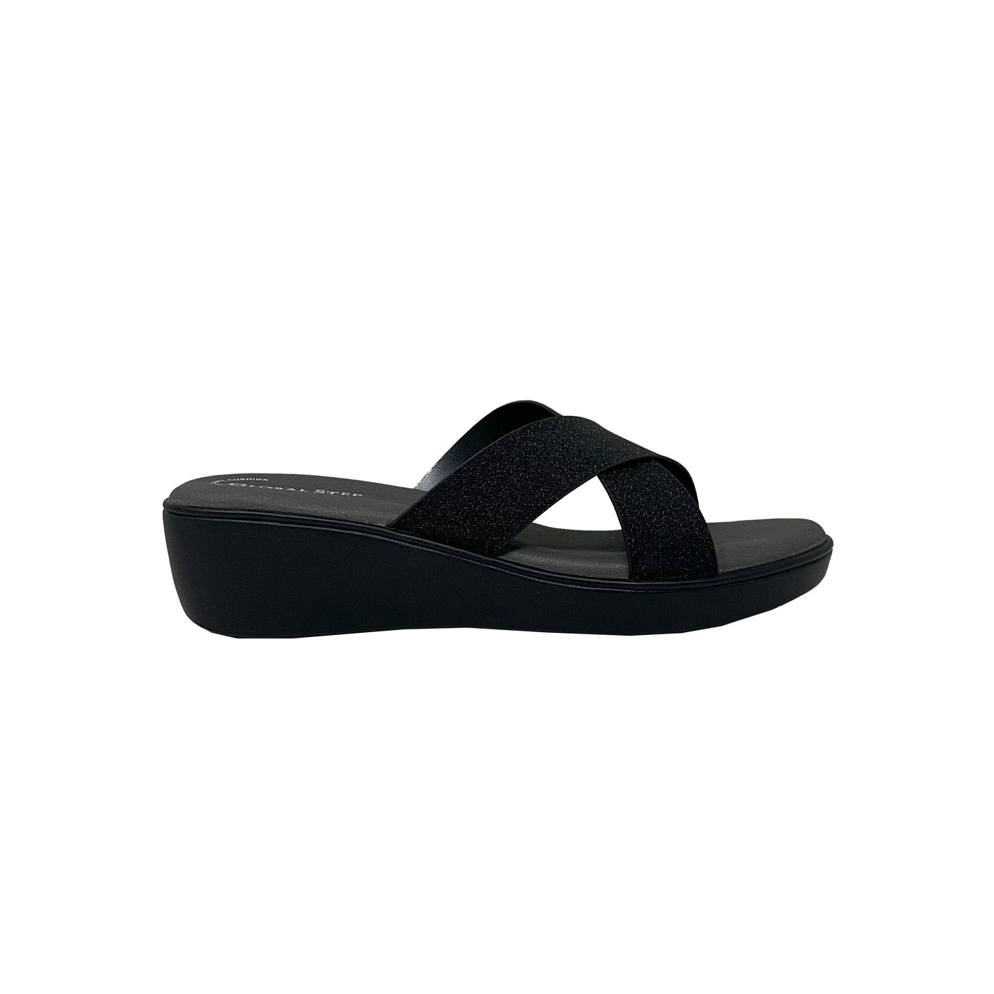 Black Spark Crossover Wedge Slides - GlobalStep - shoes - 36