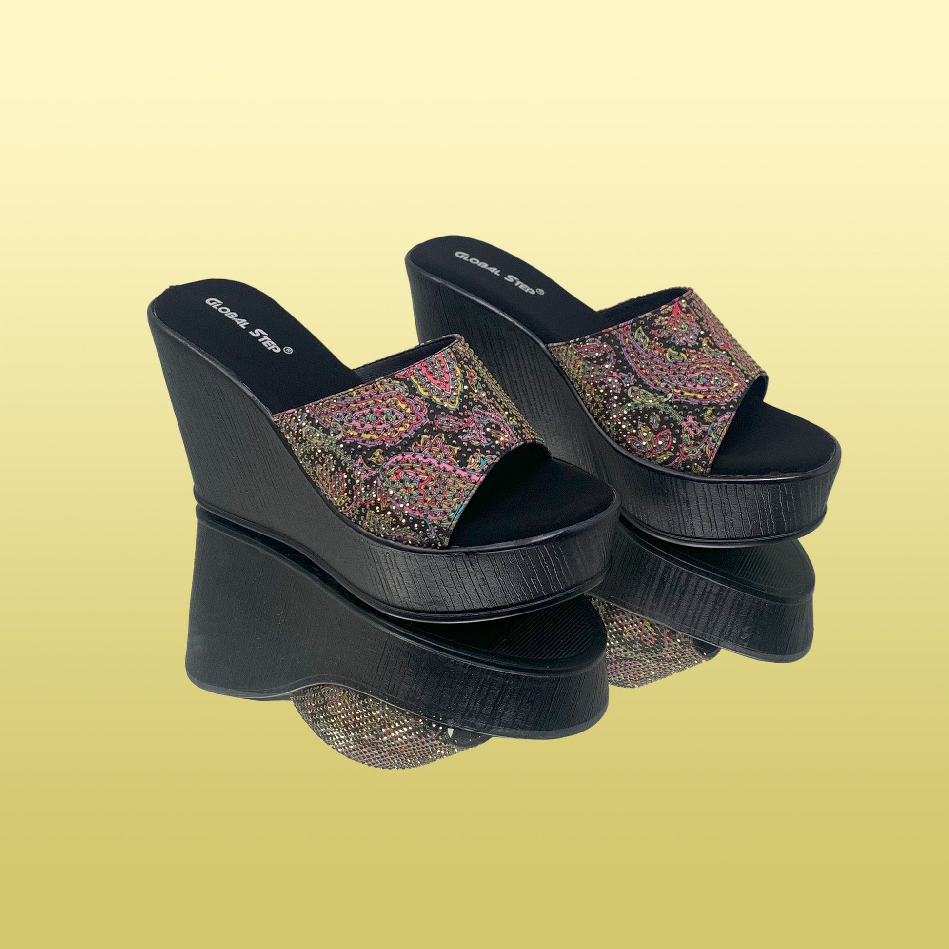 Bling - y Black Wedges - GlobalStep - shoes - 36