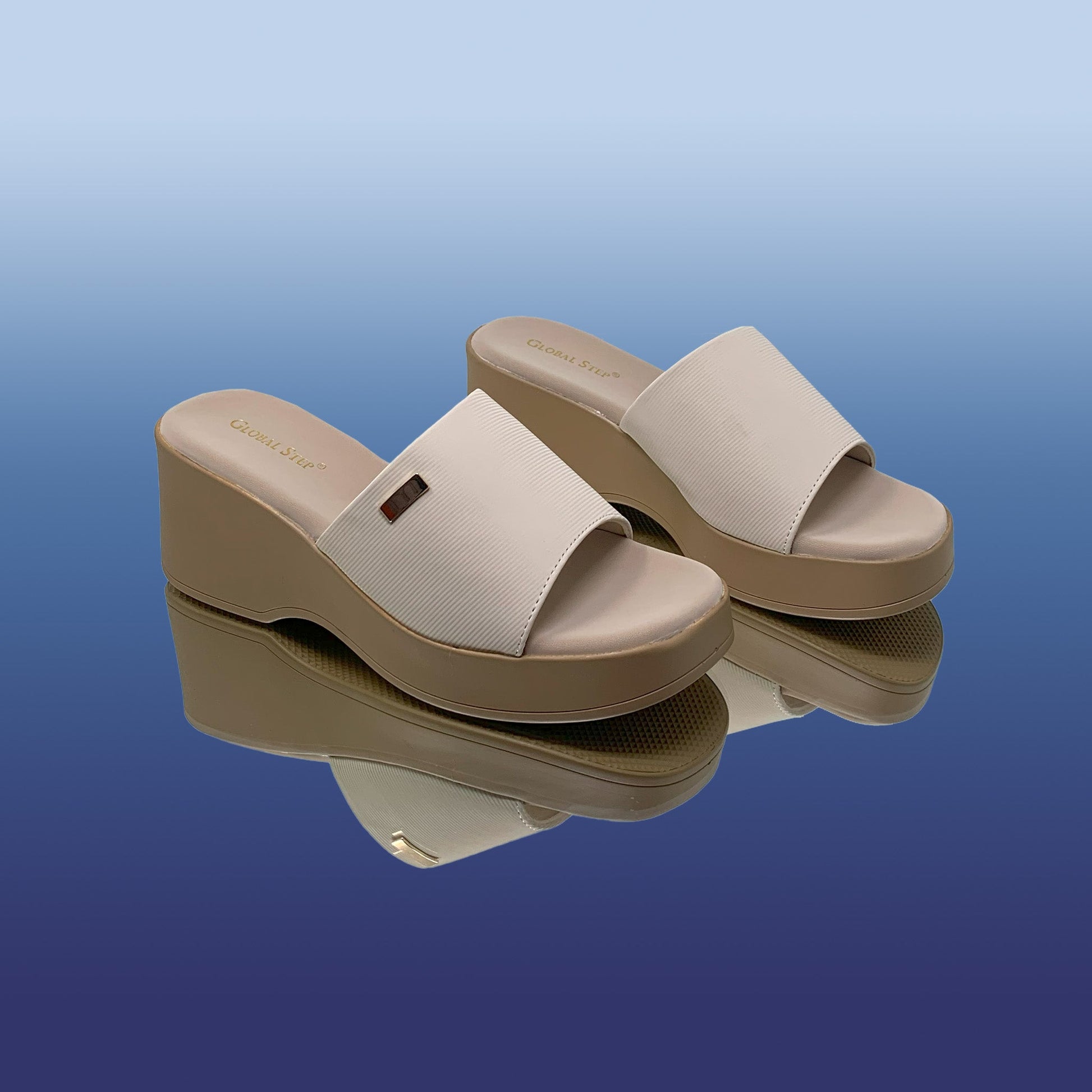 Blossom Beige Wedge Slides - GlobalStep - shoes - 36