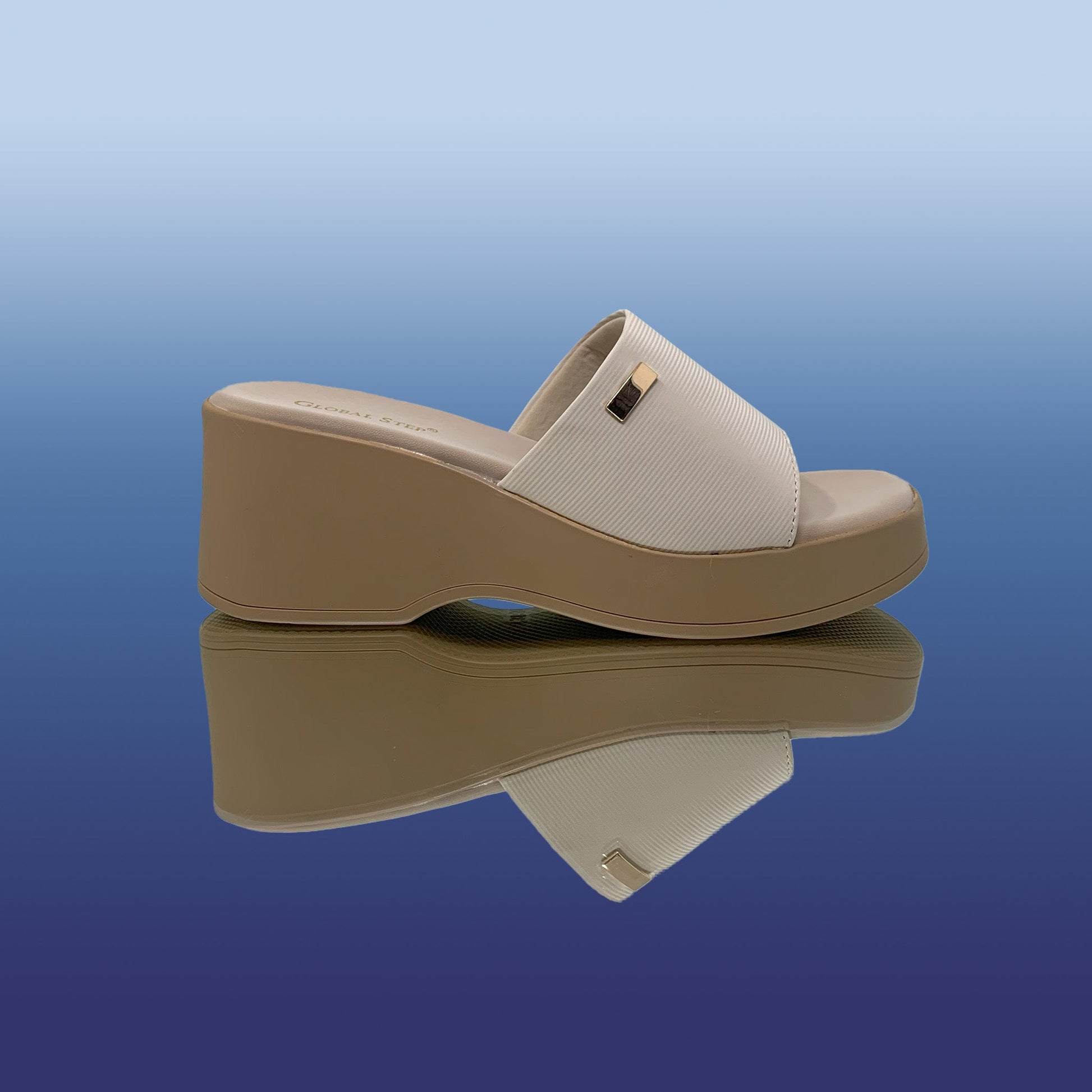 Blossom Beige Wedge Slides - GlobalStep - shoes - 36