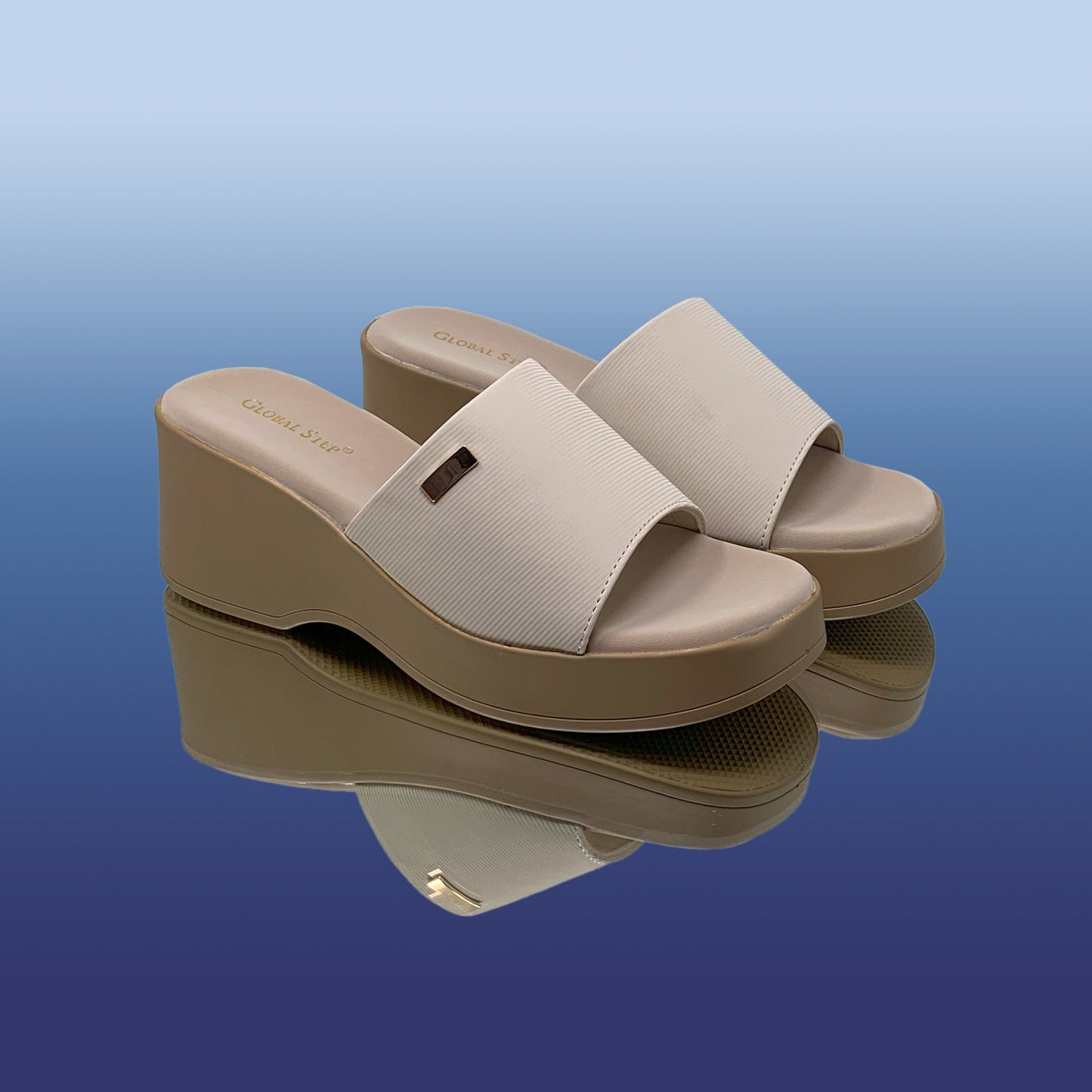 Blossom Beige Wedge Slides - GlobalStep - shoes - 36