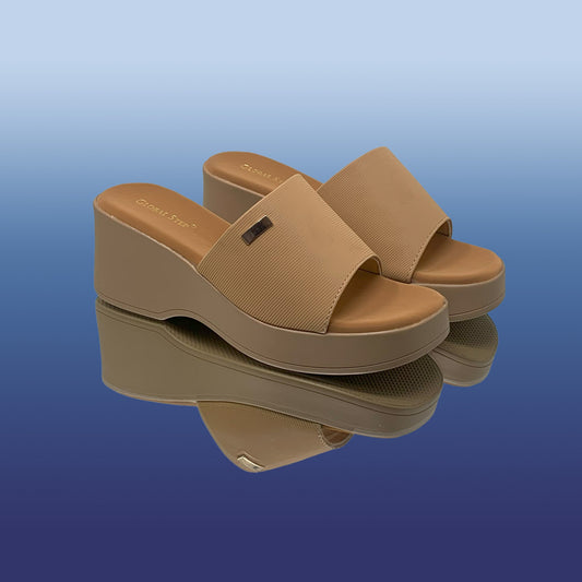 Blossom Tan Wedge Slides - GlobalStep - shoes - 36