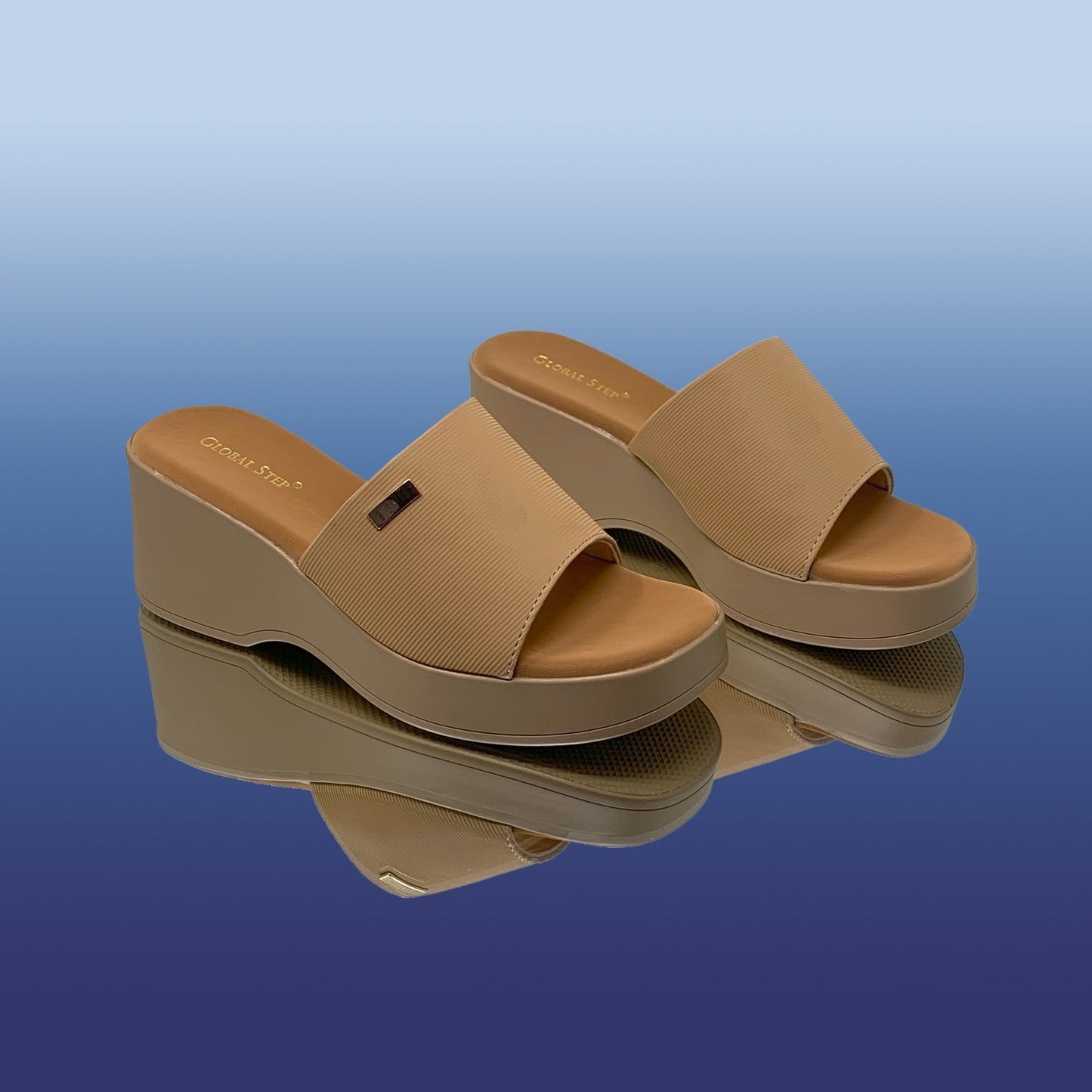 Blossom Tan Wedge Slides - GlobalStep - shoes - 36