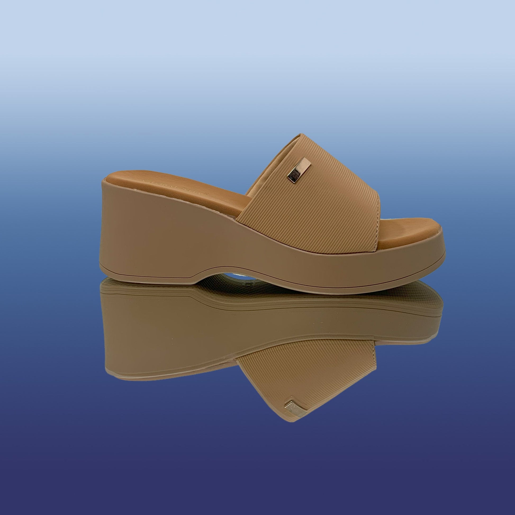 Blossom Tan Wedge Slides - GlobalStep - shoes - 36