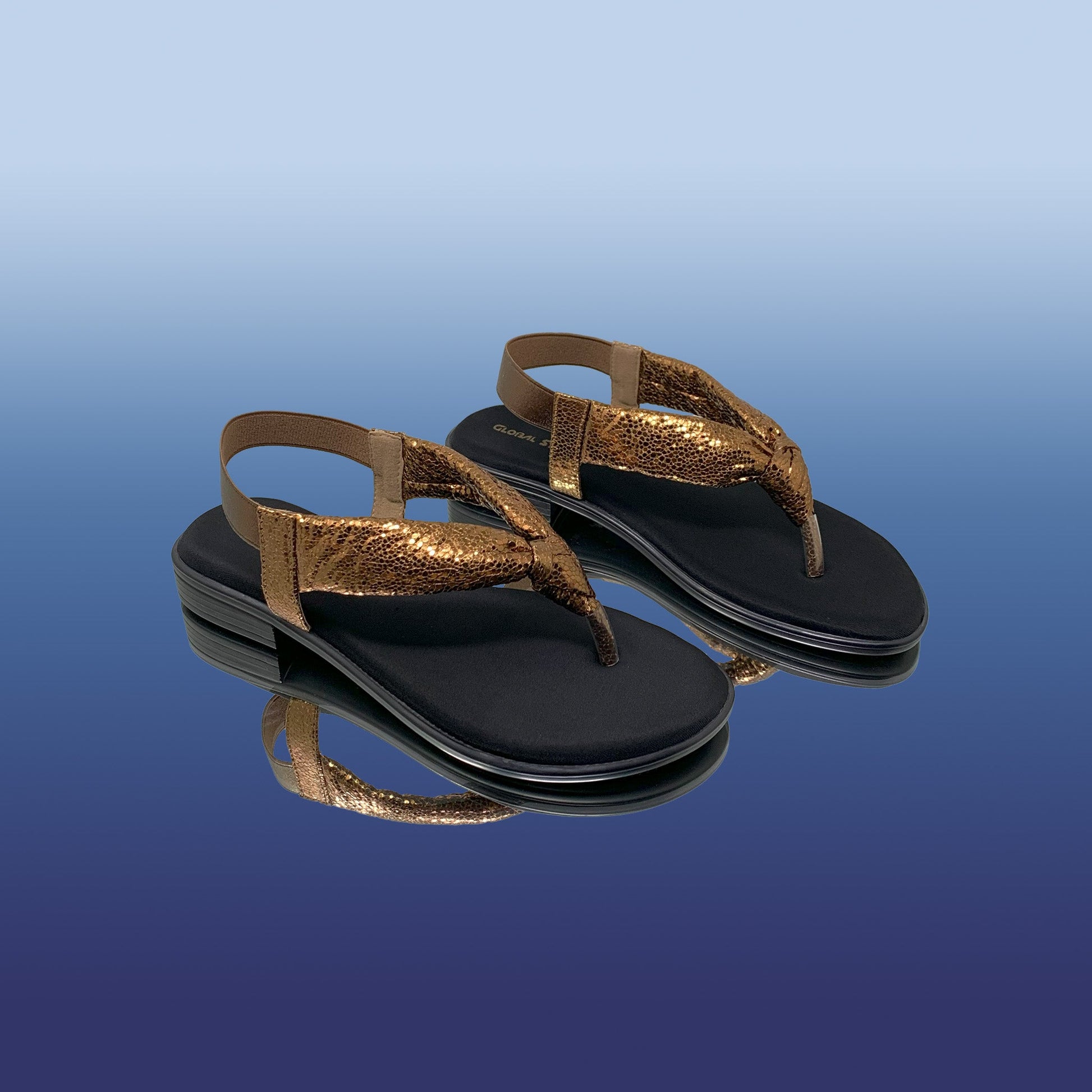 Bronze Metallic Knot Sandals - GlobalStep - shoes - 36