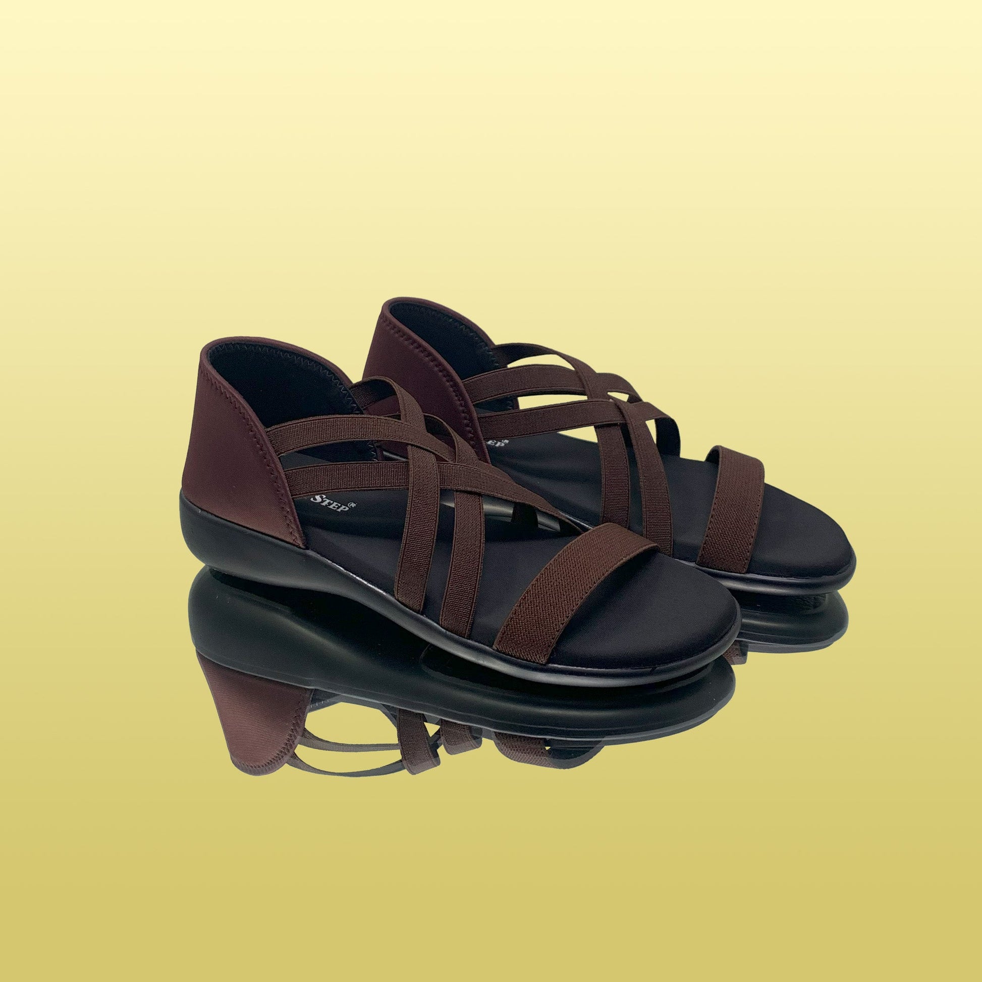 Brown Chic Cross - Strap Sandals - GlobalStep - shoes - 36