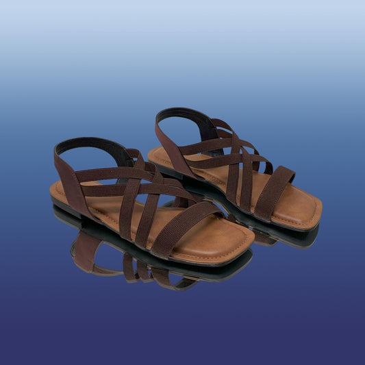 Brown Criss - Cross Flat Sandals - GlobalStep - shoes - 36