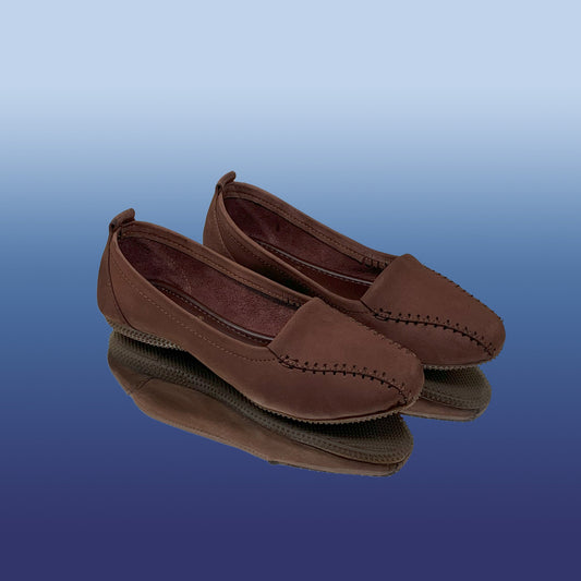 Brown Nubuck Leather Loafers - GlobalStep - shoes - 36