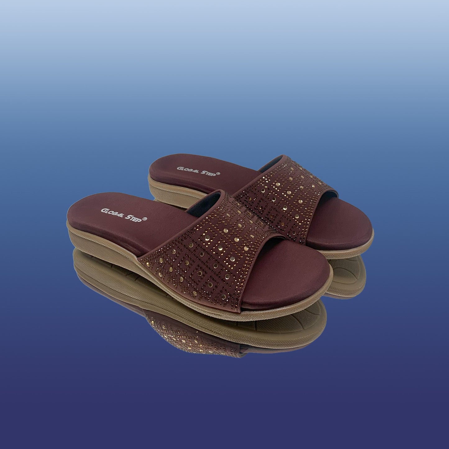 Brown Studded Slip - On Sandals - GlobalStep - shoes - 36