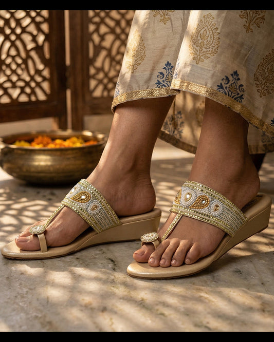 Embellished Toe-Ring Wedges