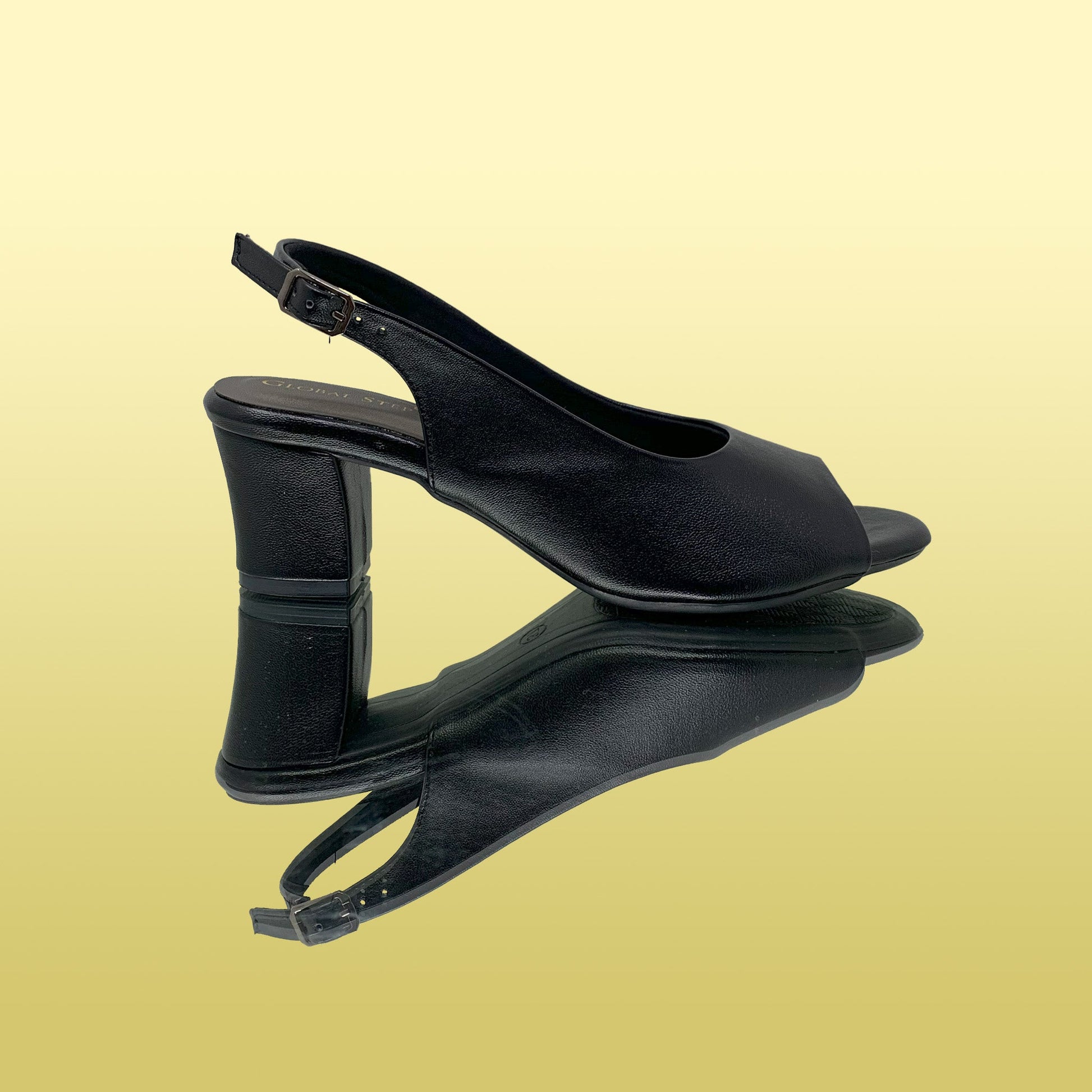 Classic Black Peep - Toe Slingback Heels - GlobalStep - shoes - 36