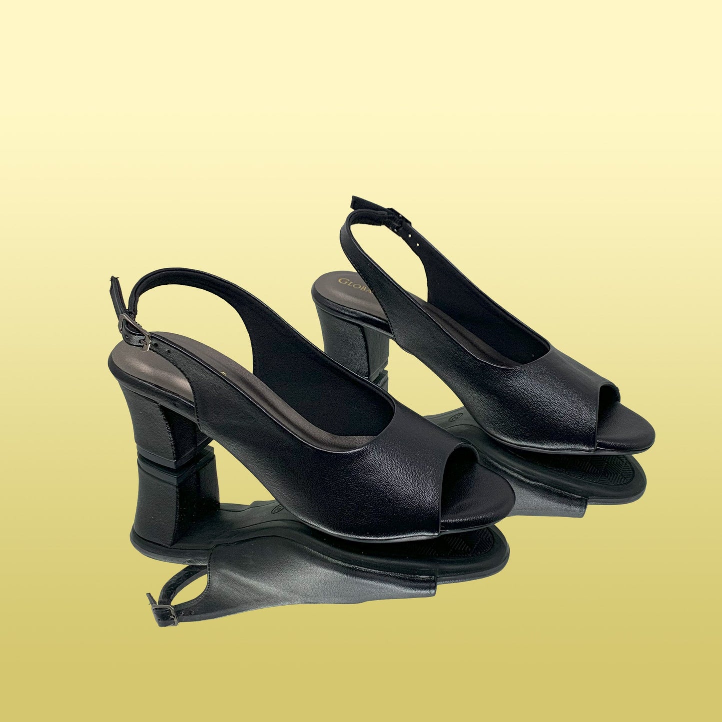 Classic Black Peep - Toe Slingback Heels - GlobalStep - shoes - 36