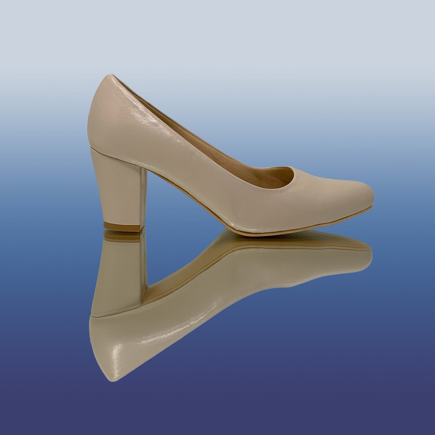 Cream Block Heel Pumps - GlobalStep - shoes - 36