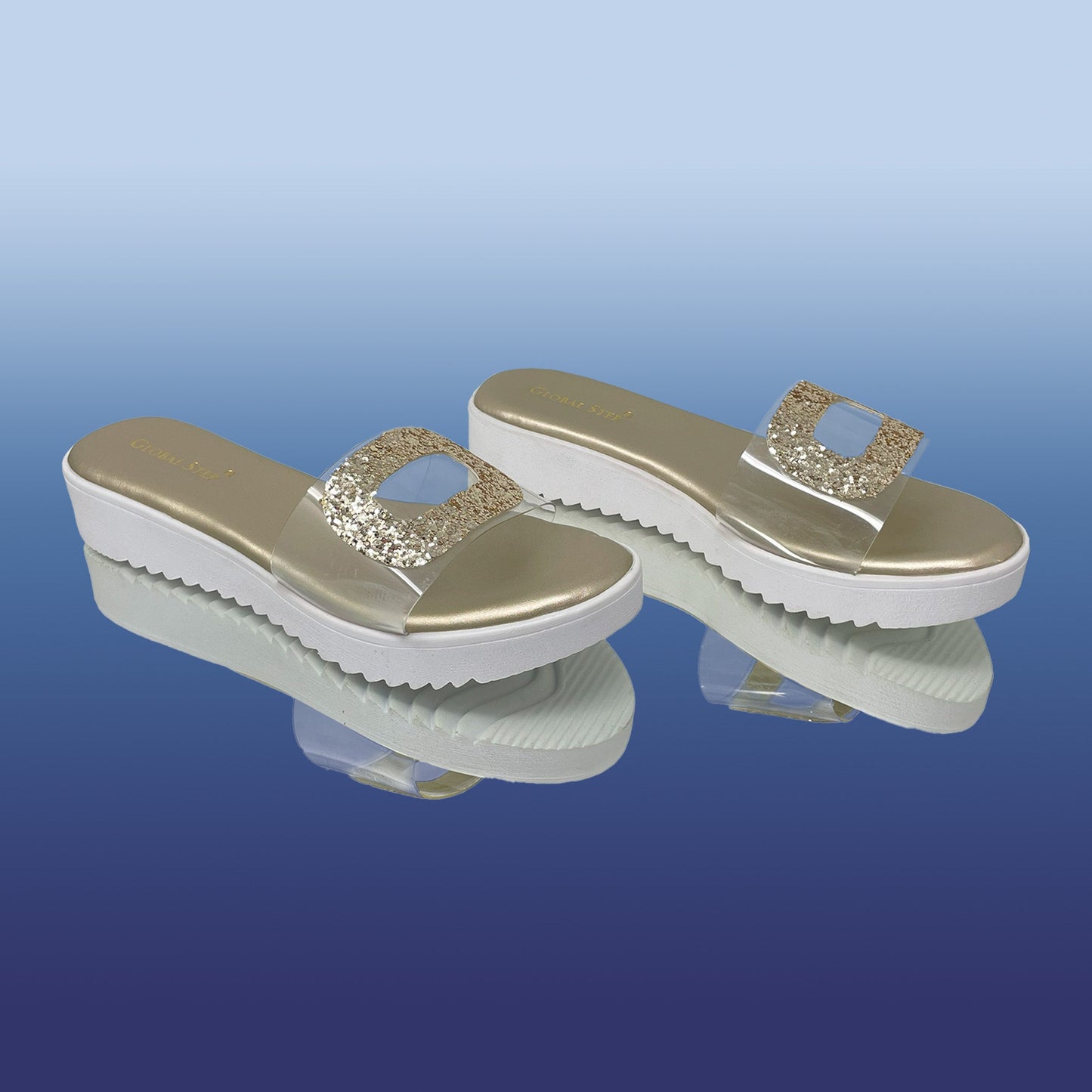 Doré clear sparkle slides - GlobalStep - Wedges