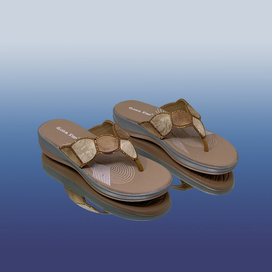 Elegant Beige Beaded Sandals - GlobalStep - shoes - 36