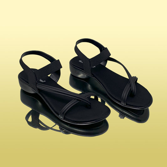 Elegant Black Strappy Sandals - GlobalStep - shoes - 36