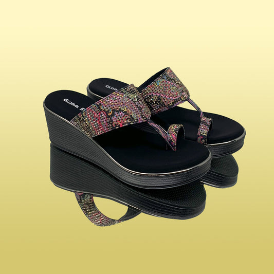 Elegant Embroidered Wedge Sandals - GlobalStep - shoes - 36