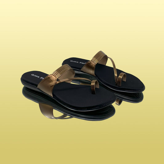 Elegant Gold Slip - On Sandals - GlobalStep - shoes - 36