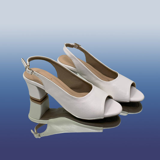 Elegant White Slingback Heels - GlobalStep - shoes - 36