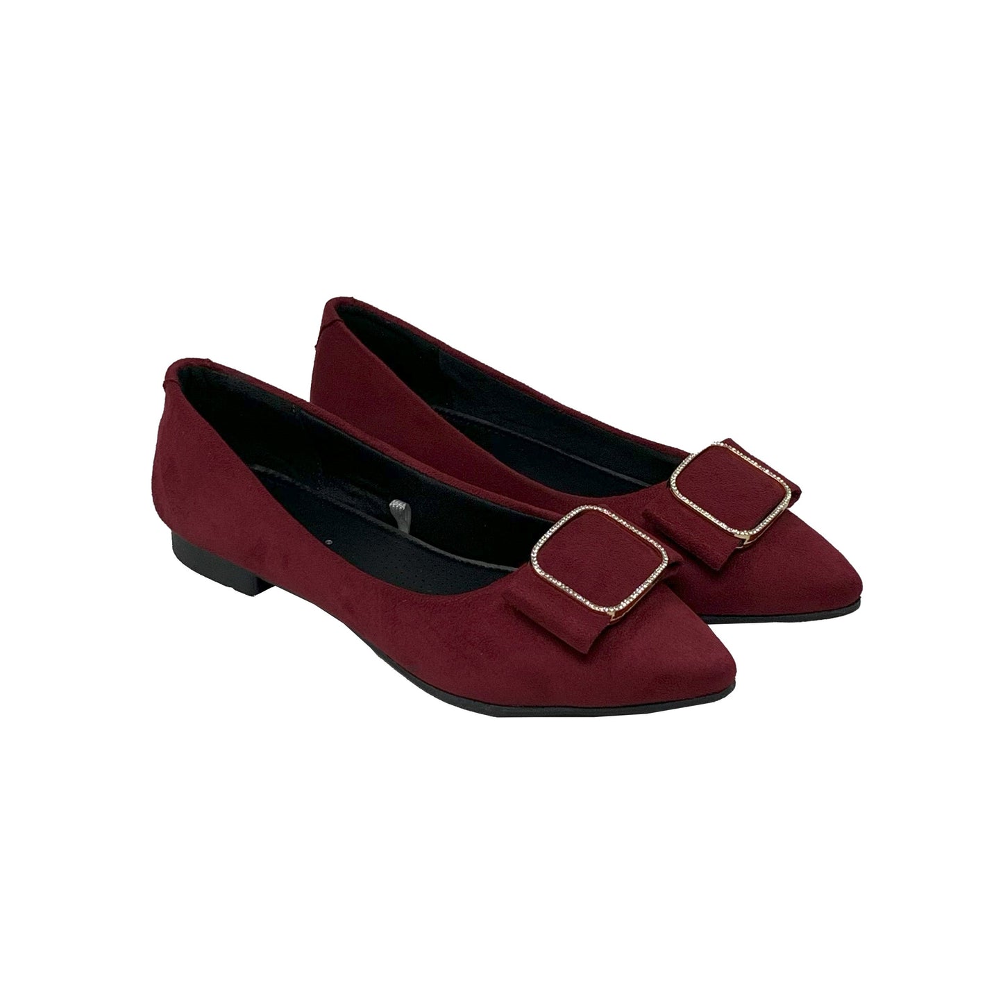 Elegant Wine Buckle Ballerinas - GlobalStep - shoes - 36