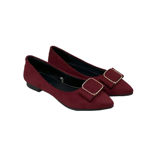 Elegant Wine Buckle Ballerinas - GlobalStep - shoes - 36