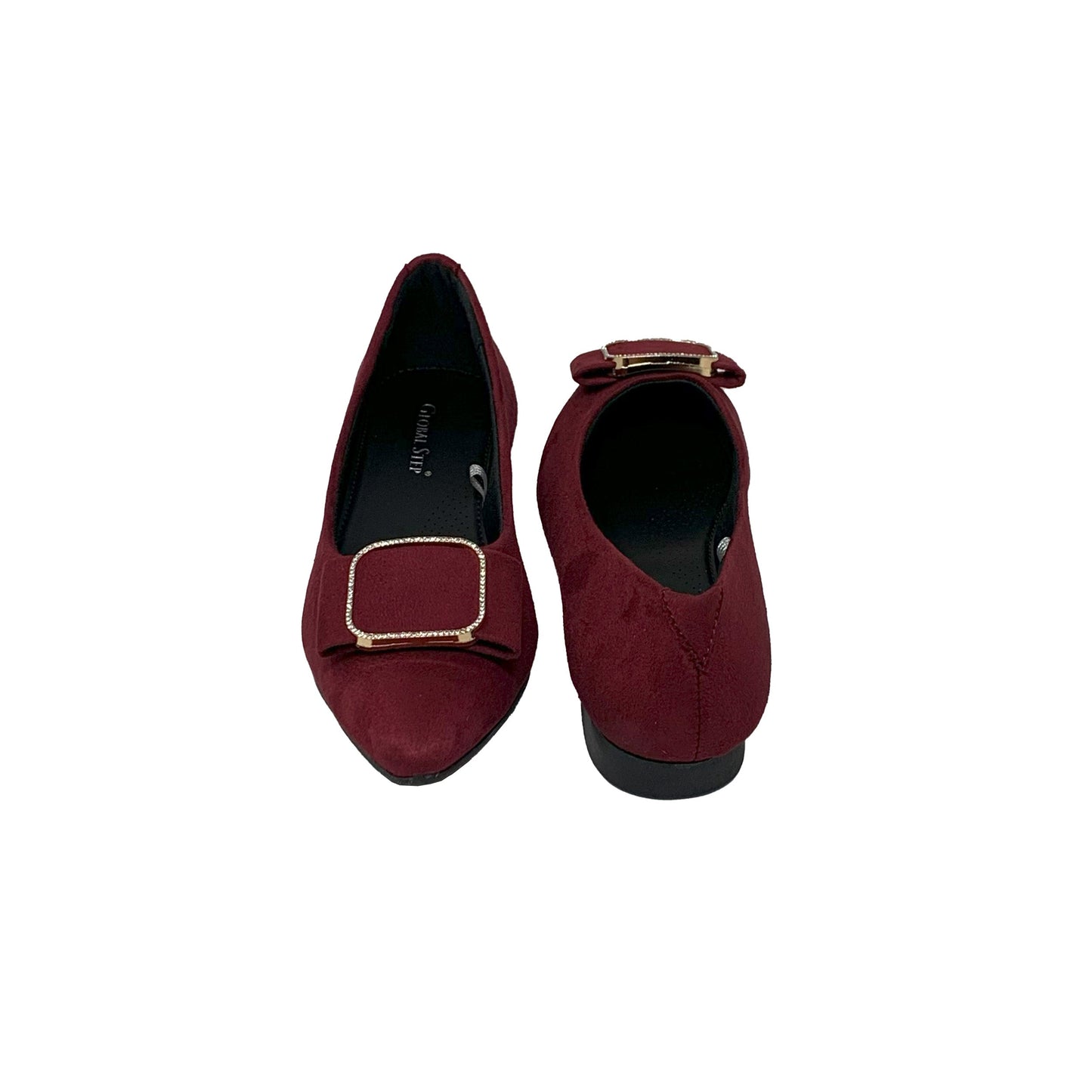 Elegant Wine Buckle Ballerinas - GlobalStep - shoes - 36