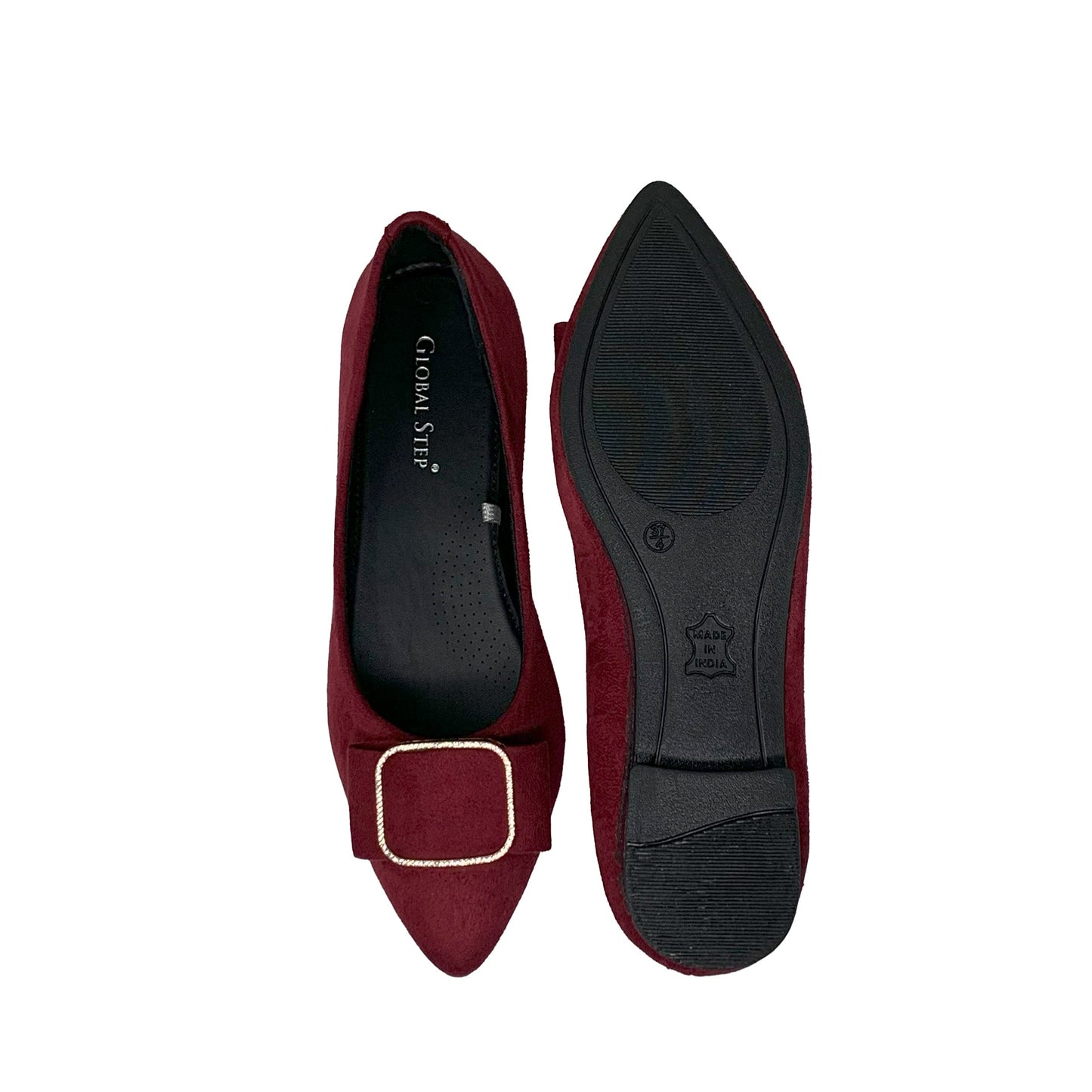 Elegant Wine Buckle Ballerinas - GlobalStep - shoes - 36