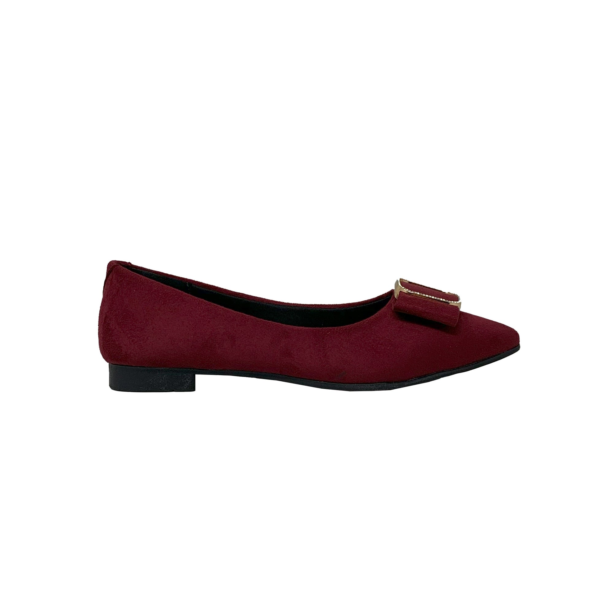 Elegant Wine Buckle Ballerinas - GlobalStep - shoes - 36