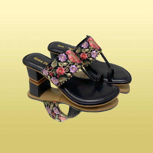 Floral Embroidered Block Heels - GlobalStep - shoes - 36