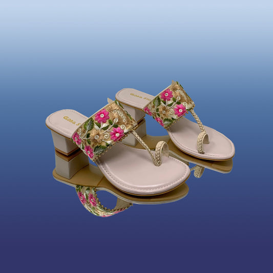 Floral Embroidered Block Heels - GlobalStep - shoes - 36