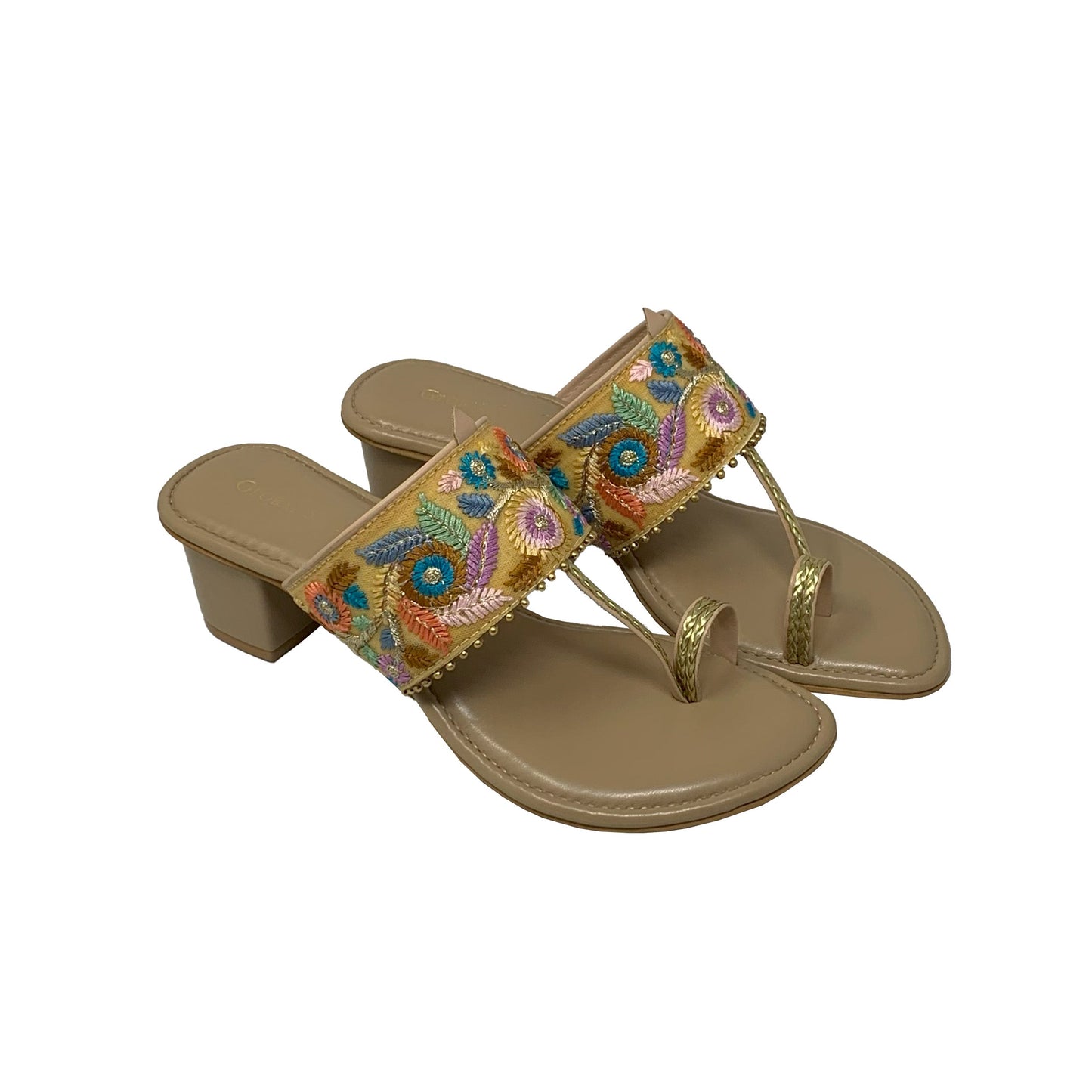 Floral Kolhapuri Heels - GlobalStep - shoes - 36