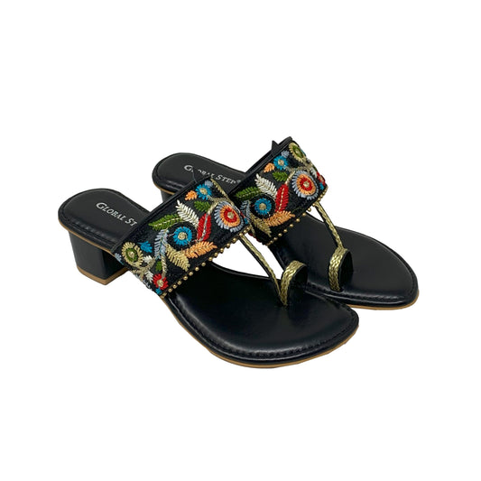 Floral Kolhapuri Heels - GlobalStep - shoes - 36