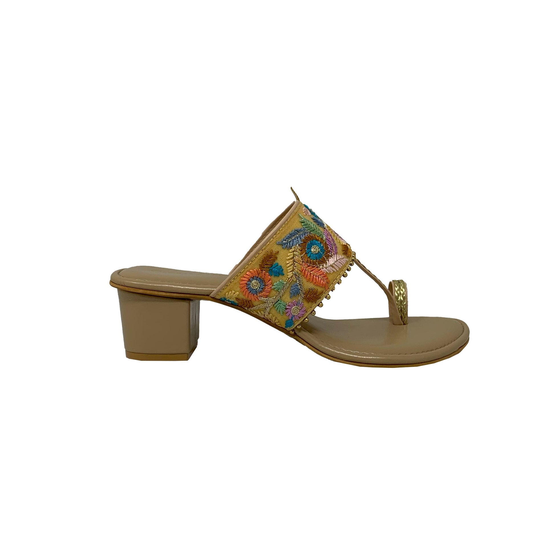 Floral Kolhapuri Heels - GlobalStep - shoes - 36