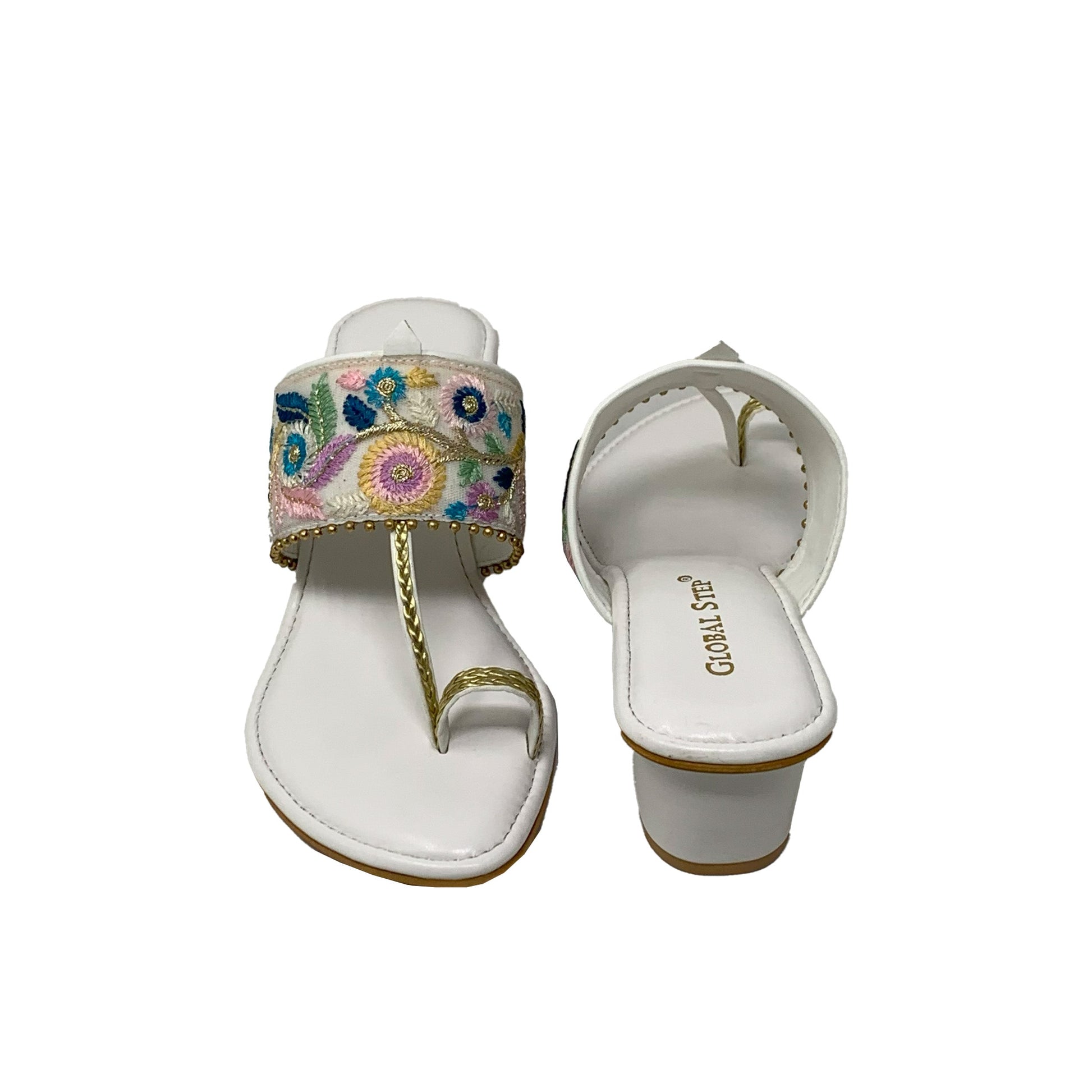 Floral Kolhapuri Heels - GlobalStep - shoes - 36