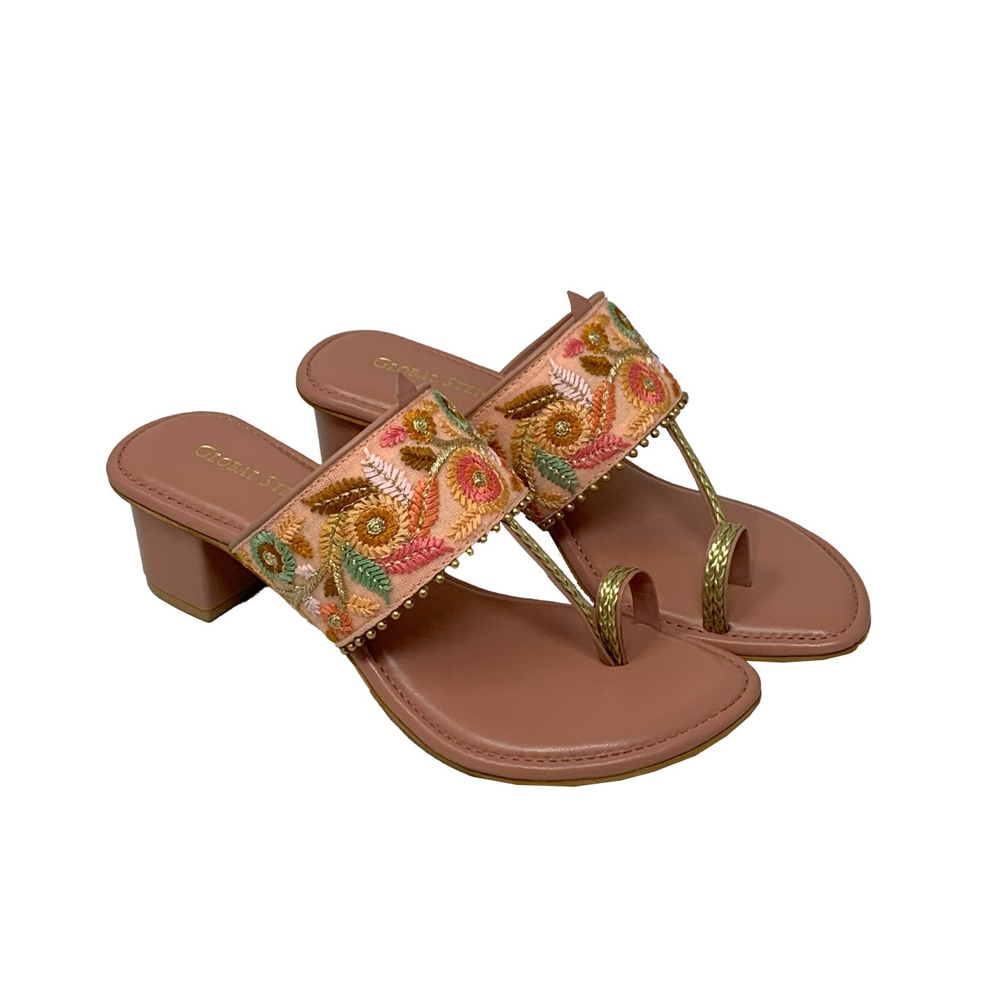 Floral Kolhapuri Heels - GlobalStep - shoes - 36