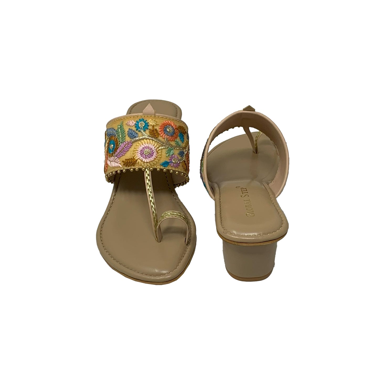 Floral Kolhapuri Heels - GlobalStep - shoes - 36