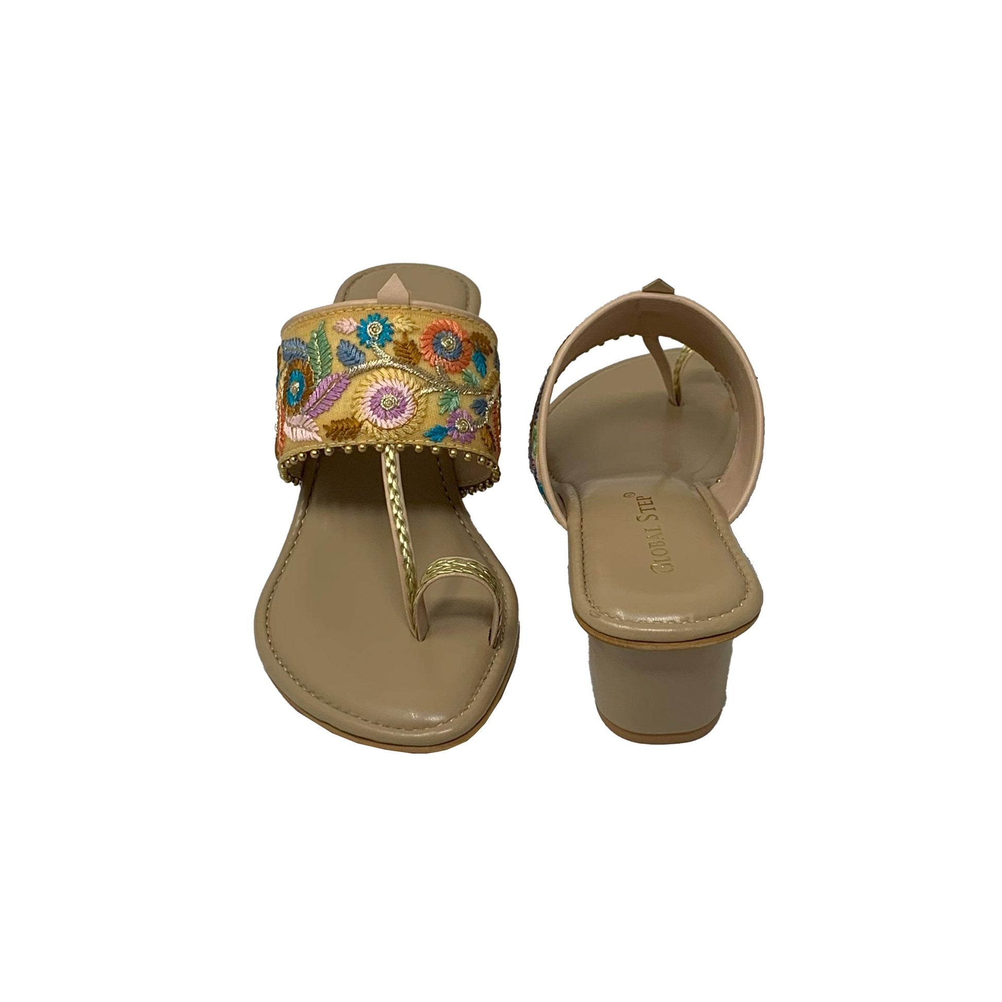Floral Kolhapuri Heels - GlobalStep - shoes - 36