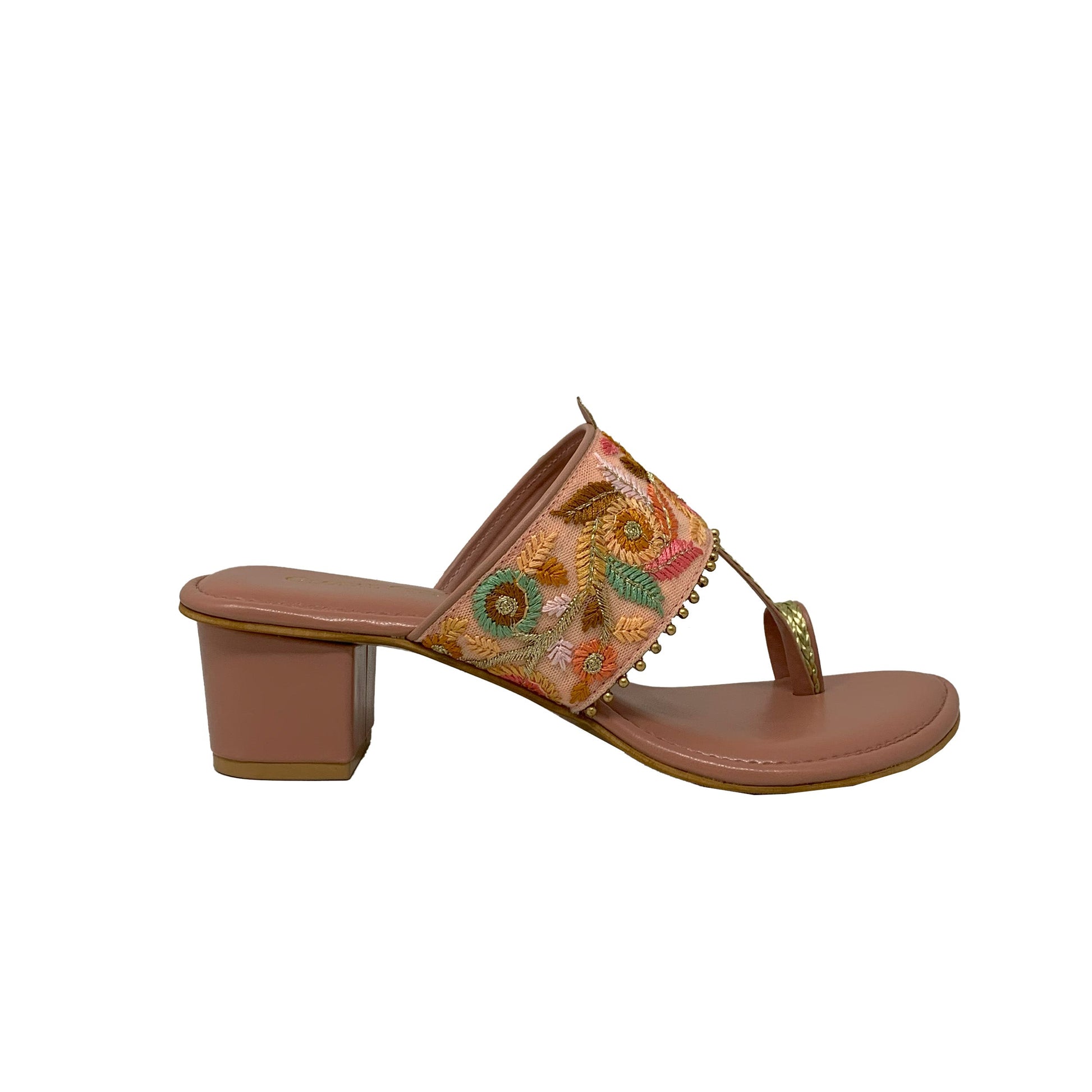Floral Kolhapuri Heels - GlobalStep - shoes - 36